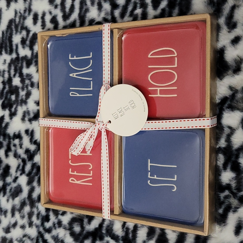 RAE DUNN REST PLACE SET HOLD COASTER SET ARTISAN COLLECTION NWT